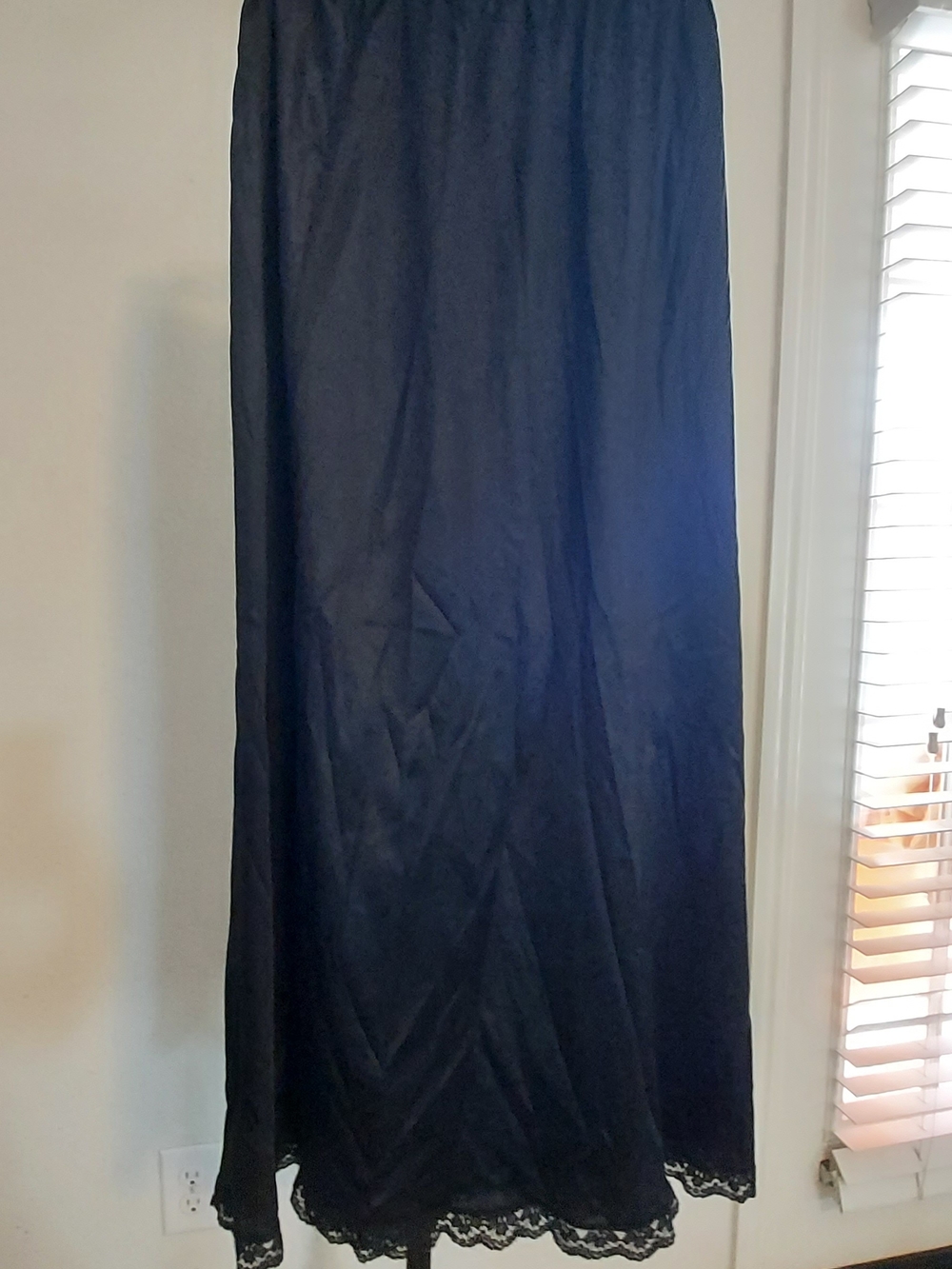 Warner's Black Maxi Skirt with Lace Hem